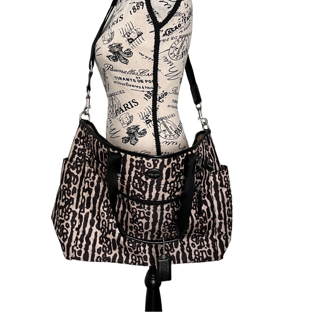 Coach Tote Authentic Signature Leopard Print Fabr… - image 3